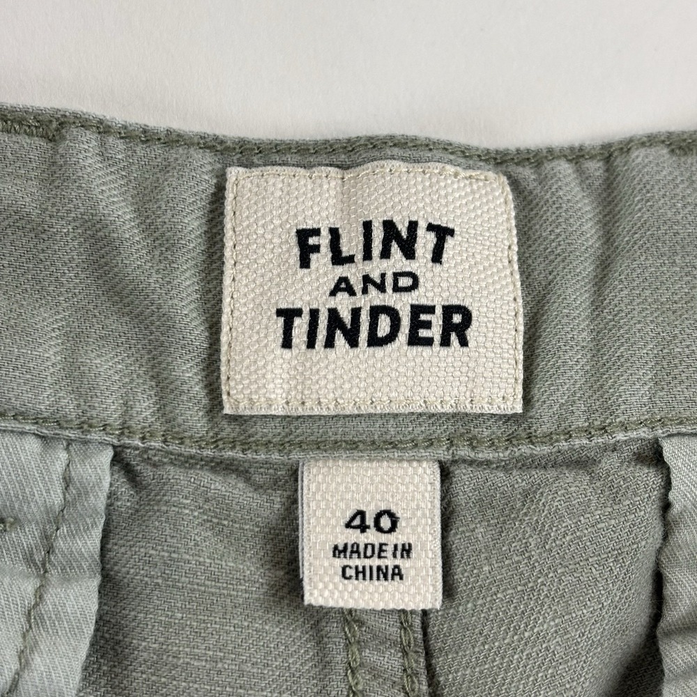 Flint & Tinder Mens Light Olive Green‎ Lightweight Linen Cotton Shorts Size 40 - Picture 4 of 9